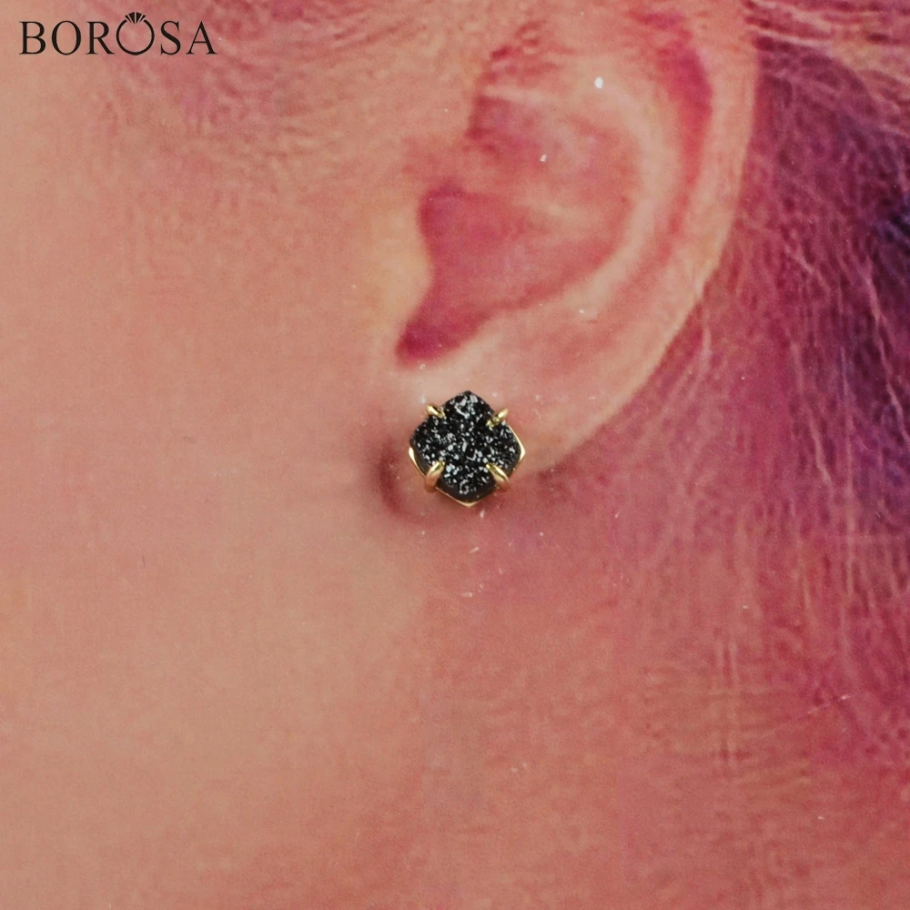 BOROSA 5Pairs New Gild Claw 8mm Square Natural Agates Titanium Black Druzy Stud Earrings Drusy Earrings Jewelry for Women ZG0429
BOROSA 5Pairs New Gild Claw 8mm Square Natural Agates Titanium Black Druzy Stud Earrings Drusy Earrings Jewelry for Women ZG0429