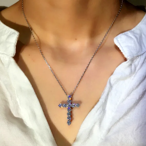 Cute Female White Crystal Pendant Necklace Trendy Cross Chain Chain Necklace Dainty Silver Color Wedding Necklaces For Women
Cute Female White Crystal Pendant Necklace Trendy Cross Chain Chain Necklace Dainty Silver Color Wedding Necklaces For Women