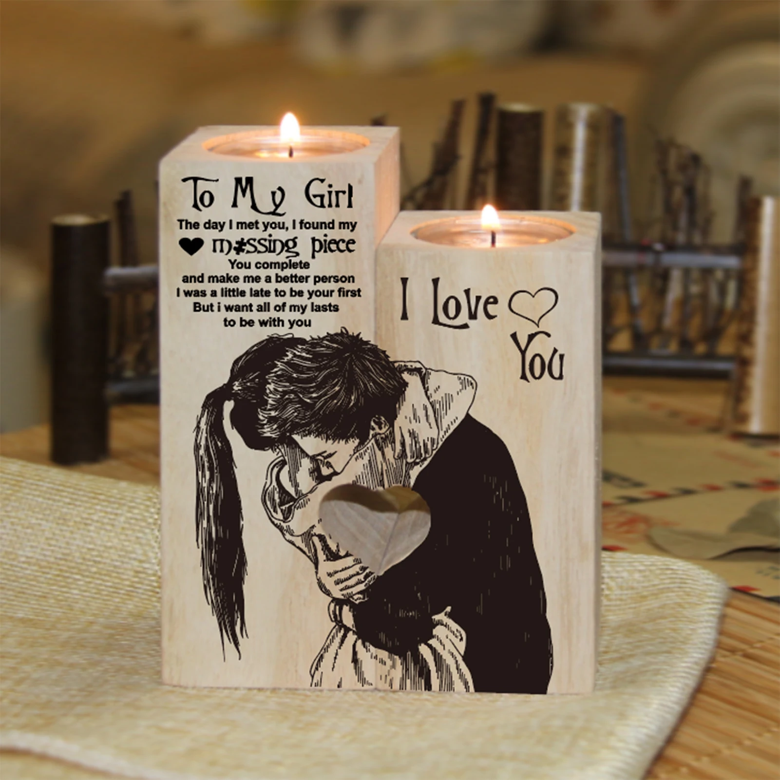 To My Girl Heart-shaped Craft Wooden Candle Holder Candlestick Shelf Valentine's Day Decoration Gift Candlesticks Home 45a
To My Girl Heart-shaped Craft Wooden Candle Holder Candlestick Shelf Valentine's Day Decoration Gift Candlesticks Home 45a