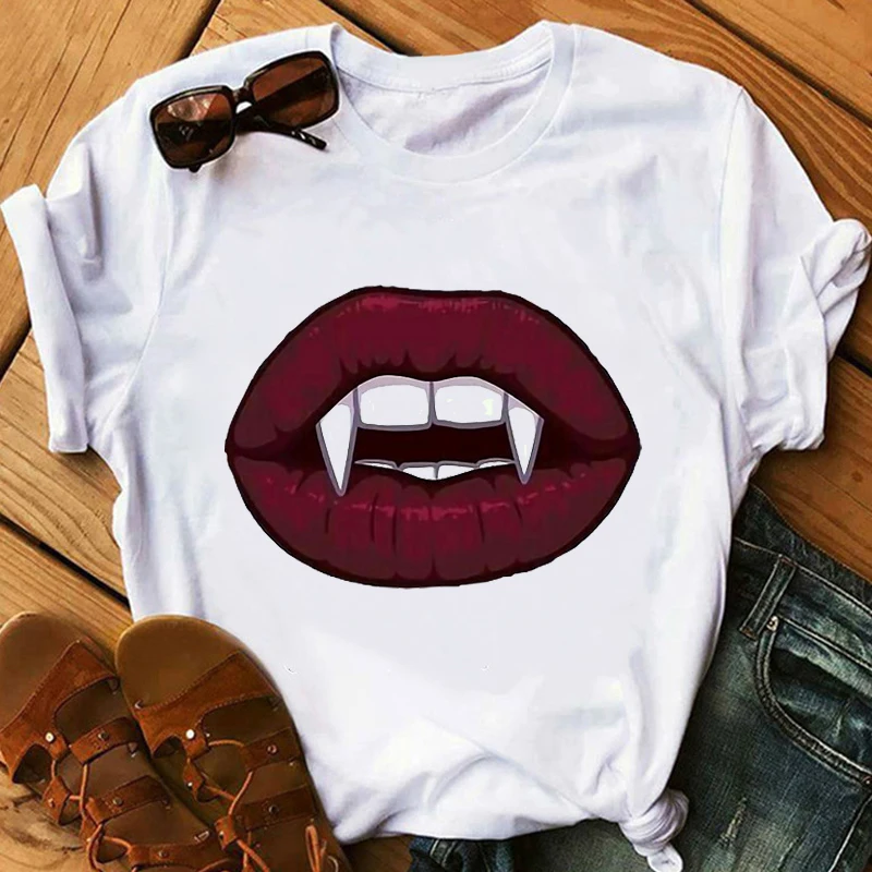 The Vampire Fangs Printing White Tshirt Women Summer 2020 Fashion Graphic Tees Shirt Short Sleeve Casual Harajuku T-shirt Top
The Vampire Fangs Printing White Tshirt Women Summer 2020 Fashion Graphic Tees Shirt Short Sleeve Casual Harajuku T-shirt Top