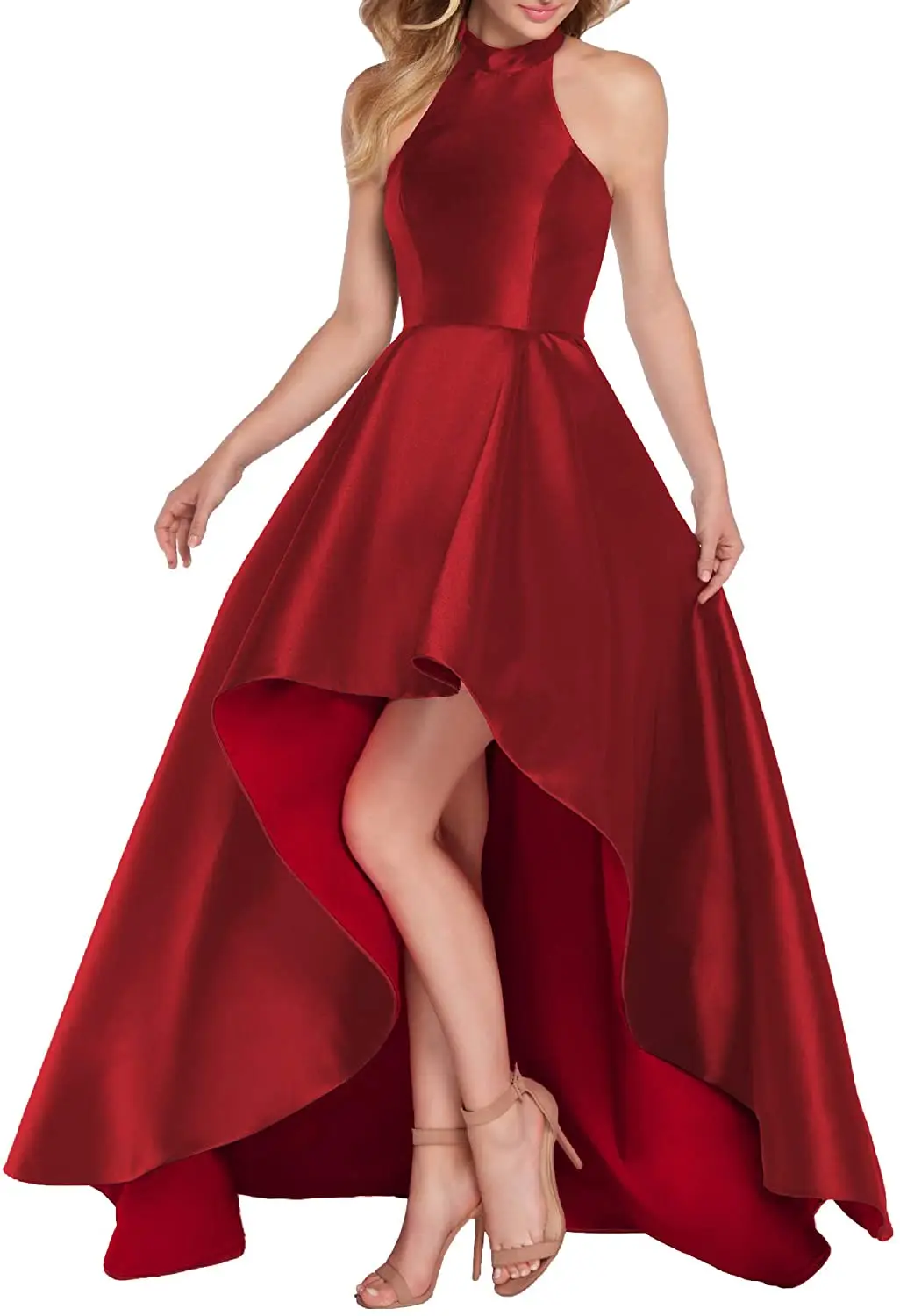 Women's Halter High Low Satin Formal Ball Gown A-line Prom Dress Lace Up Back Prom Dresses with Sparkles
Women's Halter High Low Satin Formal Ball Gown A-line Prom Dress Lace Up Back Prom Dresses with Sparkles