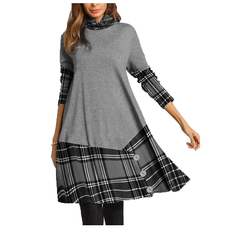 Vintage Mini Dresses Plus Size Women Plaid Colorblock Button Decor Loose Harajuku Streetwear Casual Dress
Vintage Mini Dresses Plus Size Women Plaid Colorblock Button Decor Loose Harajuku Streetwear Casual Dress