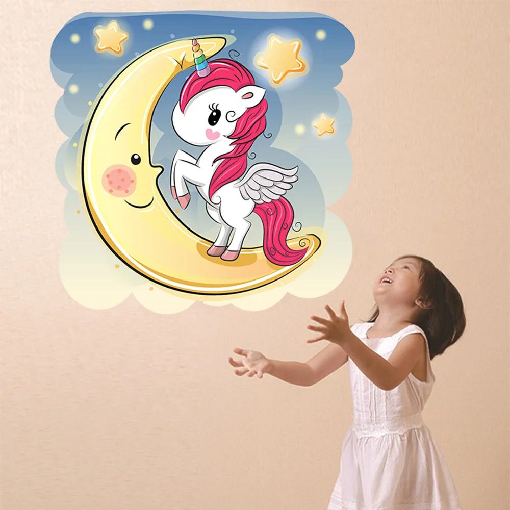 Cartoon moon unicorn green wall stickers children's room living room bedroom decoration wallpaper decals for kids wall decor
Cartoon moon unicorn green wall stickers children's room living room bedroom decoration wallpaper decals for kids wall decor