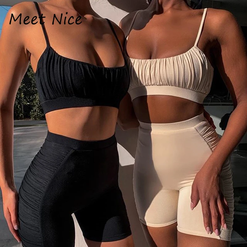 2 Two Piece Set Ruched Crop Tops Biker Shorts 2 Piece Set Women Padded Cup Elastic Matching Sets Activewear Set Outfits
2 Two Piece Set Ruched Crop Tops Biker Shorts 2 Piece Set Women Padded Cup Elastic Matching Sets Activewear Set Outfits