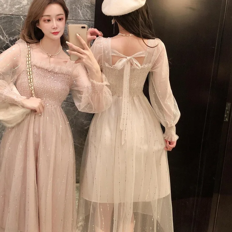Long Fairy Dress Elegant Sequins Women Long Sleeve Maxi Dresses Summer One-piece Designer Korean Lady Wedding Party Clothing New
Long Fairy Dress Elegant Sequins Women Long Sleeve Maxi Dresses Summer One-piece Designer Korean Lady Wedding Party Clothing New