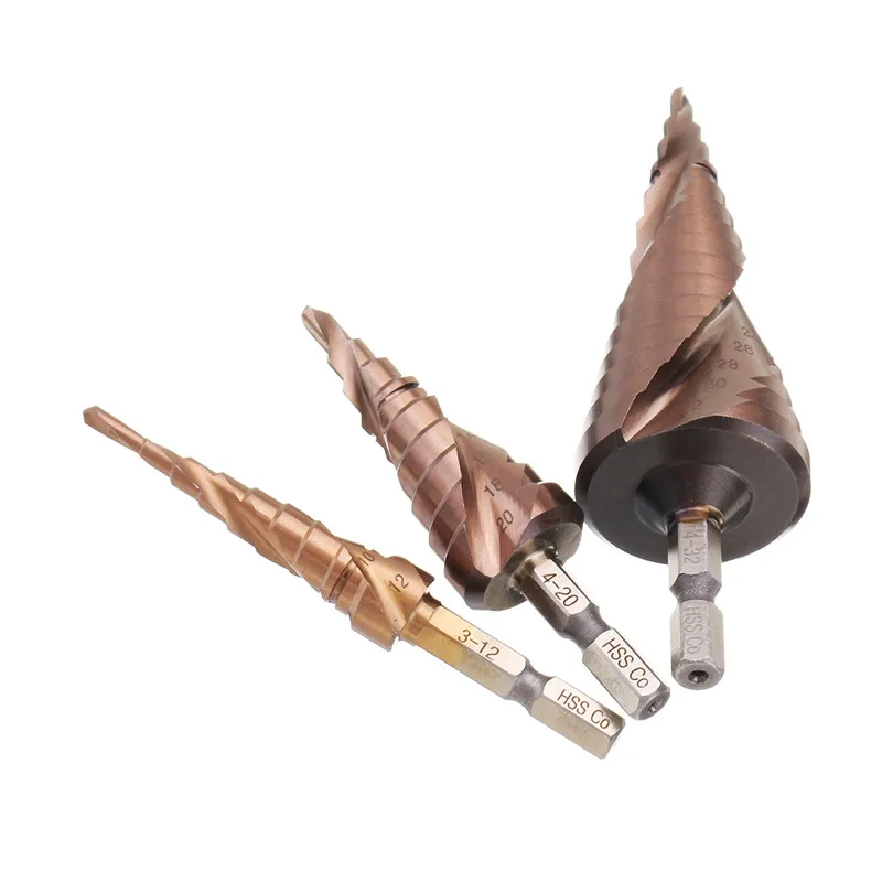 Step Drill Bit 3-12/4-20/4-32mm M35 Coblat Step Drill Bit 1/4 Inch Hex Shank HSS-Co High Quality Step Drill Bit
Step Drill Bit 3-12/4-20/4-32mm M35 Coblat Step Drill Bit 1/4 Inch Hex Shank HSS-Co High Quality Step Drill Bit
