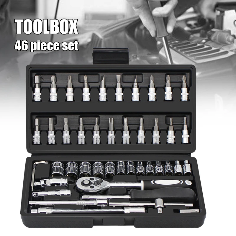 46 PCS/Set Auto Repair Tool Kit Screwdriver Kit Household Multifunctional Ratchet Screwdriver Set with Detachable Handle
46 PCS/Set Auto Repair Tool Kit Screwdriver Kit Household Multifunctional Ratchet Screwdriver Set with Detachable Handle
