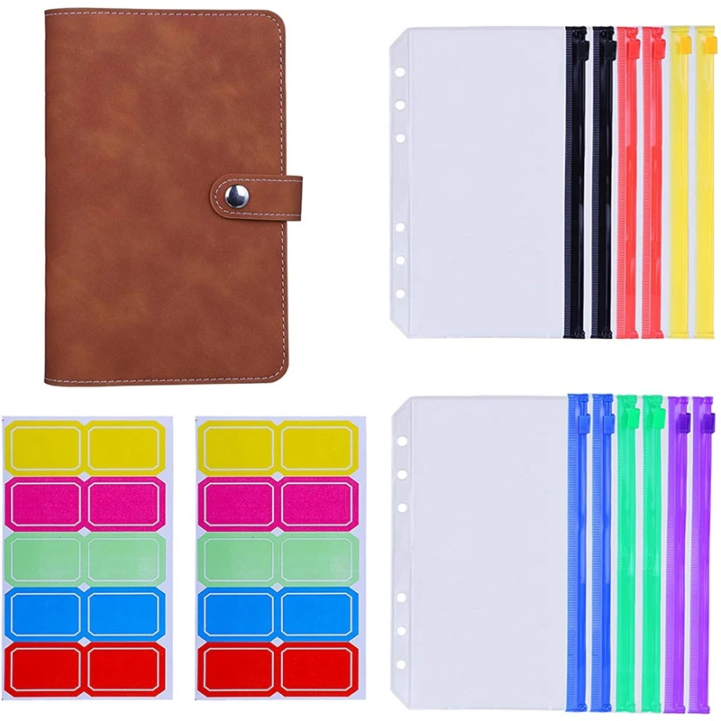 12Pcs A6 Colorful Zipper Loose-Leaf Bag with PU Leather Notebook Binder Cover Waterproof Cash Budget Envelope System 
12Pcs A6 Colorful Zipper Loose-Leaf Bag with PU Leather Notebook Binder Cover Waterproof Cash Budget Envelope System