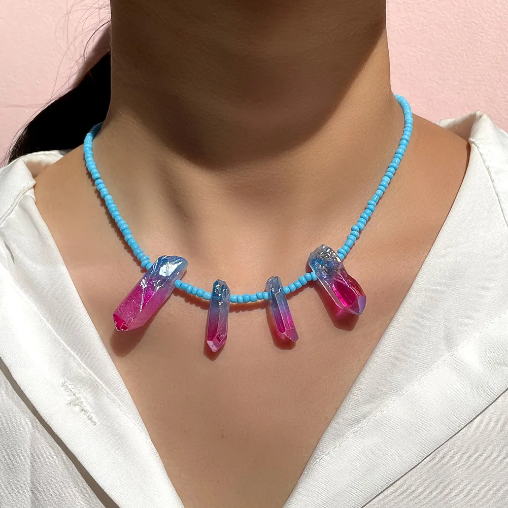Punk Irregular Hexagonal Crystal Stone Pendant Beaded Necklace Colorful Seed Beads Strand Choker Necklace For Women Jewelry Gift
Punk Irregular Hexagonal Crystal Stone Pendant Beaded Necklace Colorful Seed Beads Strand Choker Necklace For Women Jewelry Gift