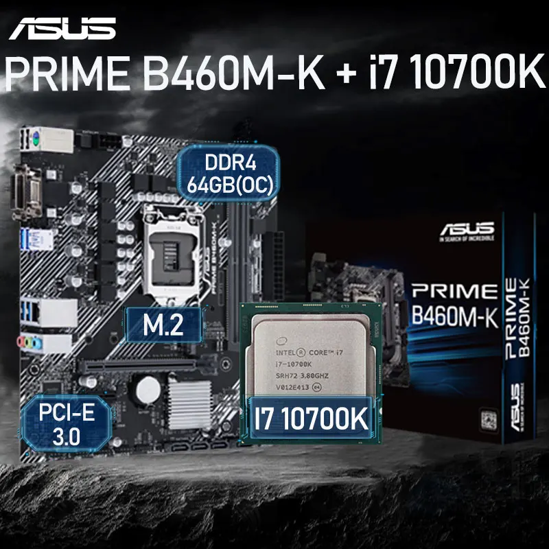 LGA 1200 Asus PRIME B460M-K системная плата + Intel Core i7 10700K Combo DDR4 64 ГБ (OC) M.2 PCI-E 3,0 B460, настольный комплект для материнской платы
LGA 1200 Asus PRIME B460M-K системная плата + Intel Core i7 10700K Combo DDR4 64 ГБ (OC) M.2 PCI-E 3,0 B460, настольный комплект для материнской платы