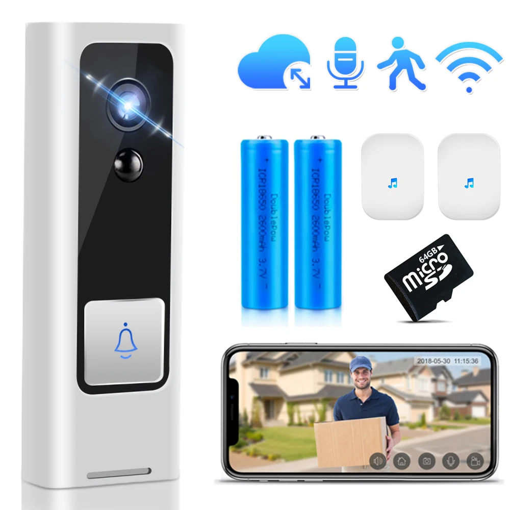Smart Video Doorbell Camera WiFi Wireless Door Phone Home Door Bell Audio Intercom Security Camera PIR Motion Alarm Baby Monitor
Smart Video Doorbell Camera WiFi Wireless Door Phone Home Door Bell Audio Intercom Security Camera PIR Motion Alarm Baby Monitor