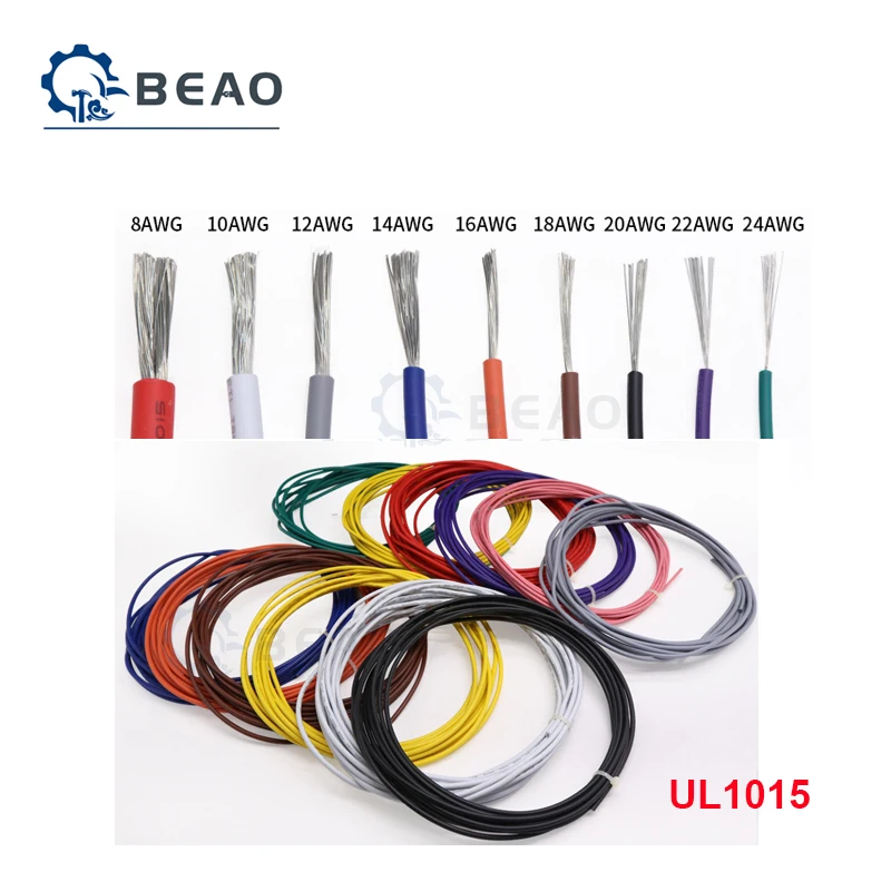 1 метр UL1015 электронные провода многожильный провод кабель Шнур 8AWG 14AWG 16AWG 18AWG 20AWG
