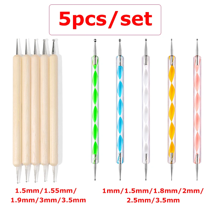 

5pcs/set Embossing Stylus Tool Double Head Wood /Acrylic for DIY Fine Lines Freehand Embossing Intricate Patterns Dotting Tools