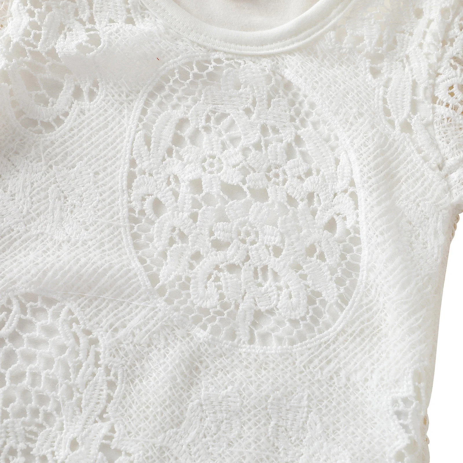 Baby Girls Summer Outfits, Short Sleeve Round Collar Floral Lace Romper + Elastic Waist Shorts + Bow-Knot Headband Set
Baby Girls Summer Outfits, Short Sleeve Round Collar Floral Lace Romper + Elastic Waist Shorts + Bow-Knot Headband Set