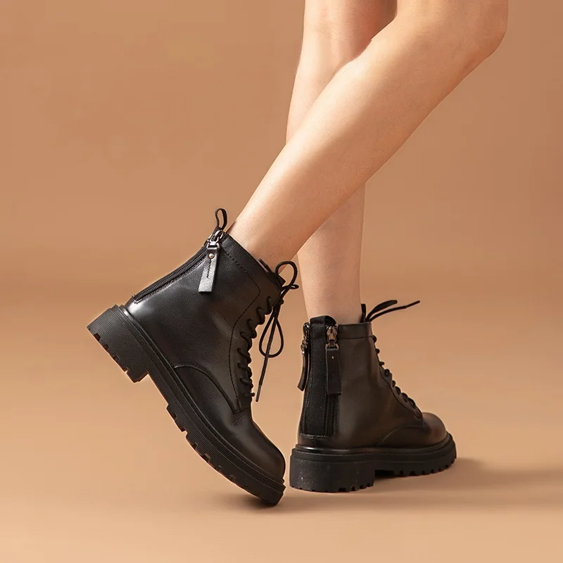 Fashion Lady Motorcycle Shoes Thick Sole HandmadeAnkle Boots Women Genuine Cow Leather Double Back Zip Leather Boots 
Fashion Lady Motorcycle Shoes Thick Sole HandmadeAnkle Boots Women Genuine Cow Leather Double Back Zip Leather Boots