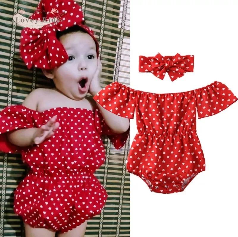 2020 Baby Girl Bodysuits 2PCS Set Sweet Heart Print Red Off Shoulder 0-24M with Headband Toddler Clothing
2020 Baby Girl Bodysuits 2PCS Set Sweet Heart Print Red Off Shoulder 0-24M with Headband Toddler Clothing