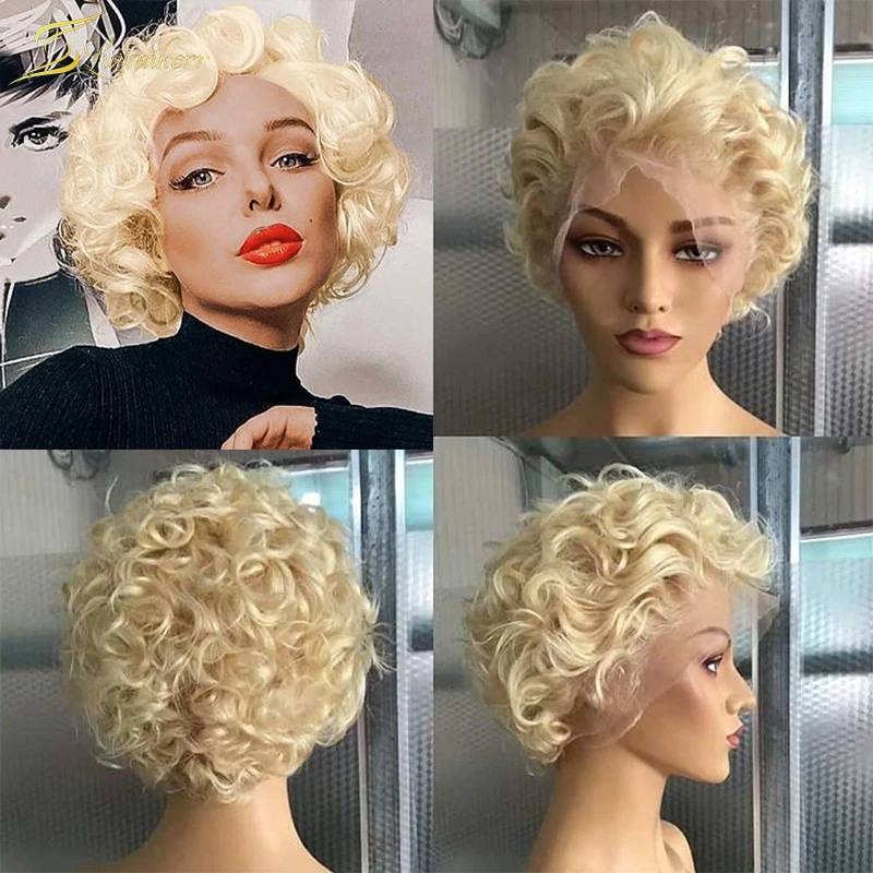 613 Blonde Pixie Cut HD Curly Lace Frontal Brazilian Human Hair Short Wigs Bob Lace Front Full For Women Natural Preplucked 13x1
613 Blonde Pixie Cut HD Curly Lace Frontal Brazilian Human Hair Short Wigs Bob Lace Front Full For Women Natural Preplucked 13x1