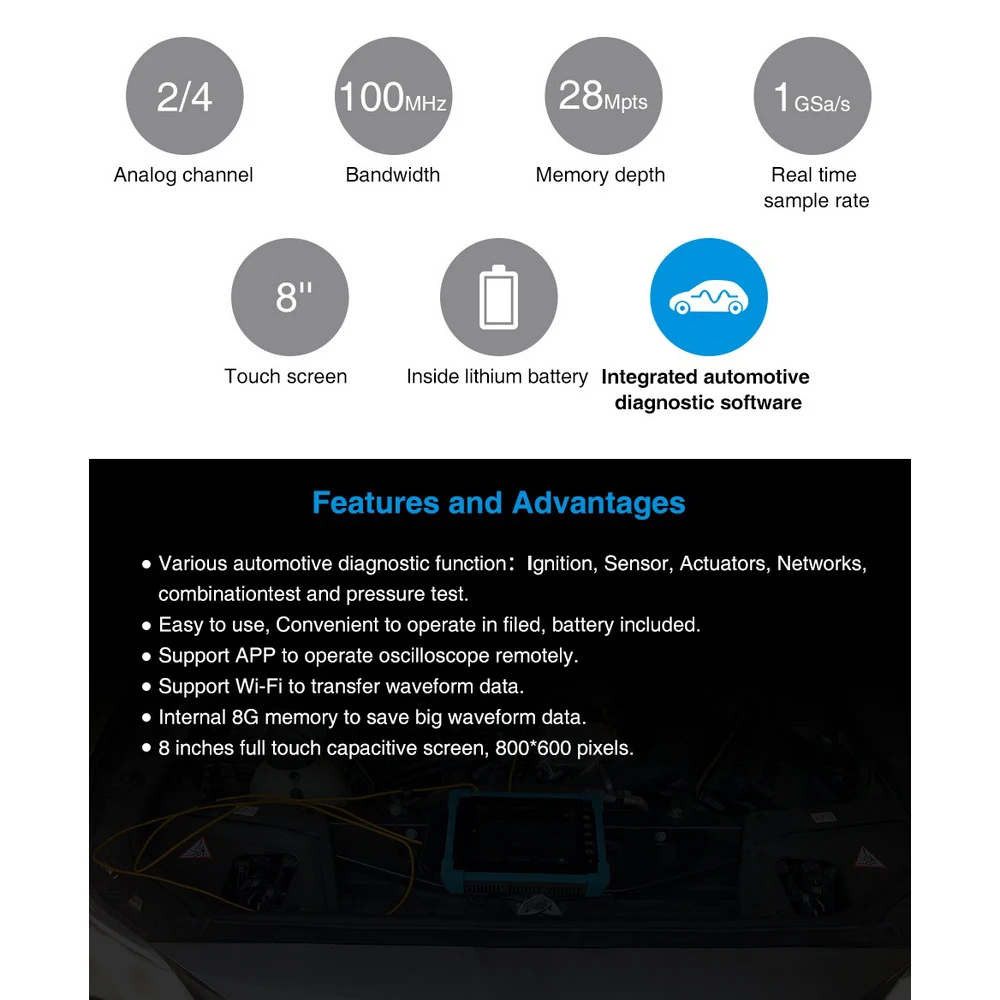 Micsig ATO1104 Digital Tablet Oscilloscope 100MHz 4CH Handheld Oscilloscope Automotive Scopemeter Oscilloscope Osciloscopio
Micsig ATO1104 Digital Tablet Oscilloscope 100MHz 4CH Handheld Oscilloscope Automotive Scopemeter Oscilloscope Osciloscopio