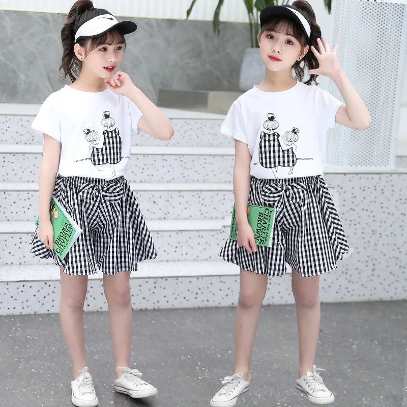 Children Summer Clothes Cartoons Pattern Girls Outfits Tshirt + Plaid bow Skirt Kids Girls Clothes Casual Style Tracksuits For C
Children Summer Clothes Cartoons Pattern Girls Outfits Tshirt + Plaid bow Skirt Kids Girls Clothes Casual Style Tracksuits For C
