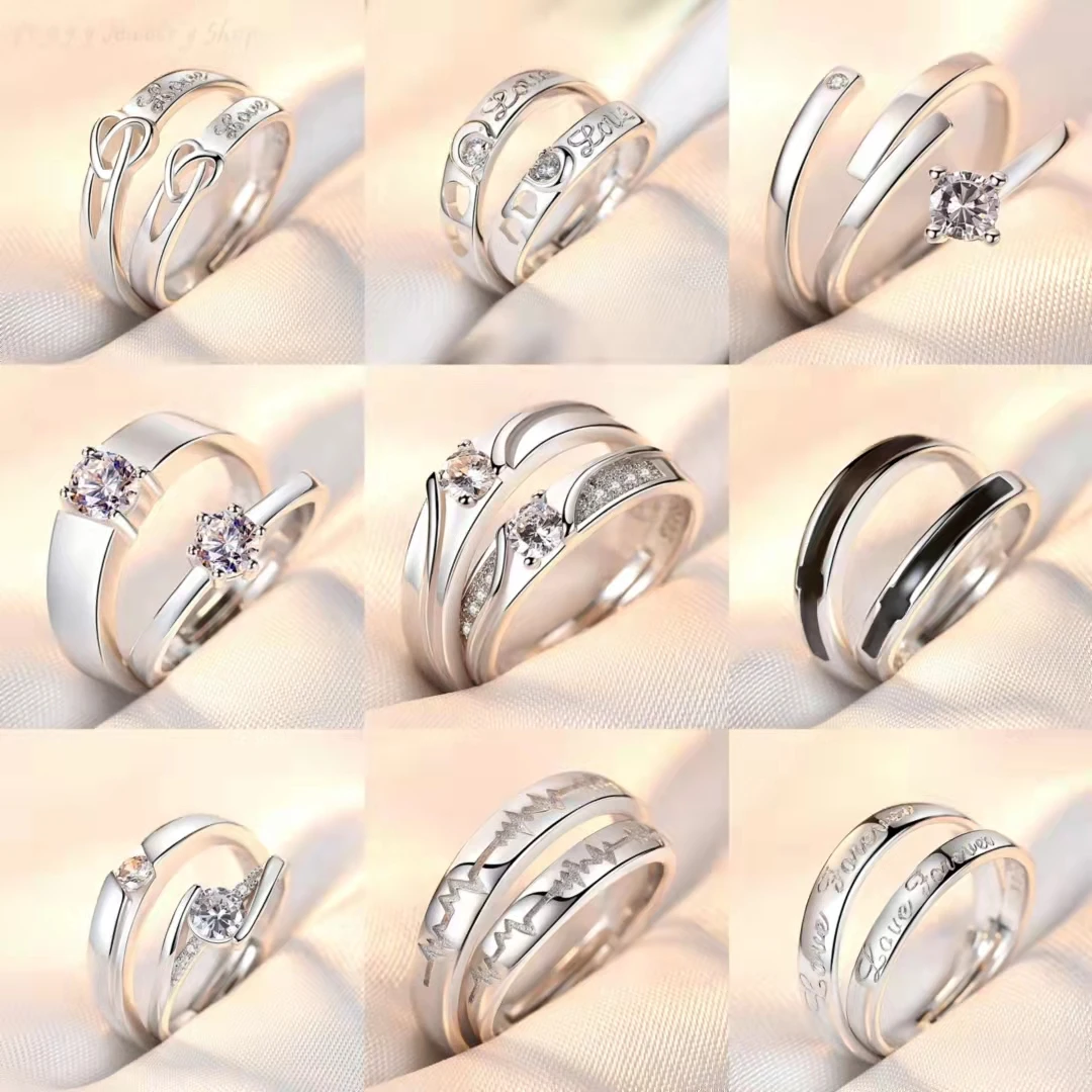 Couple open letter ring set simple round cut zirconia six-claw full diamond wedding token ladies party elegant exquisite jewelry 
Couple open letter ring set simple round cut zirconia six-claw full diamond wedding token ladies party elegant exquisite jewelry