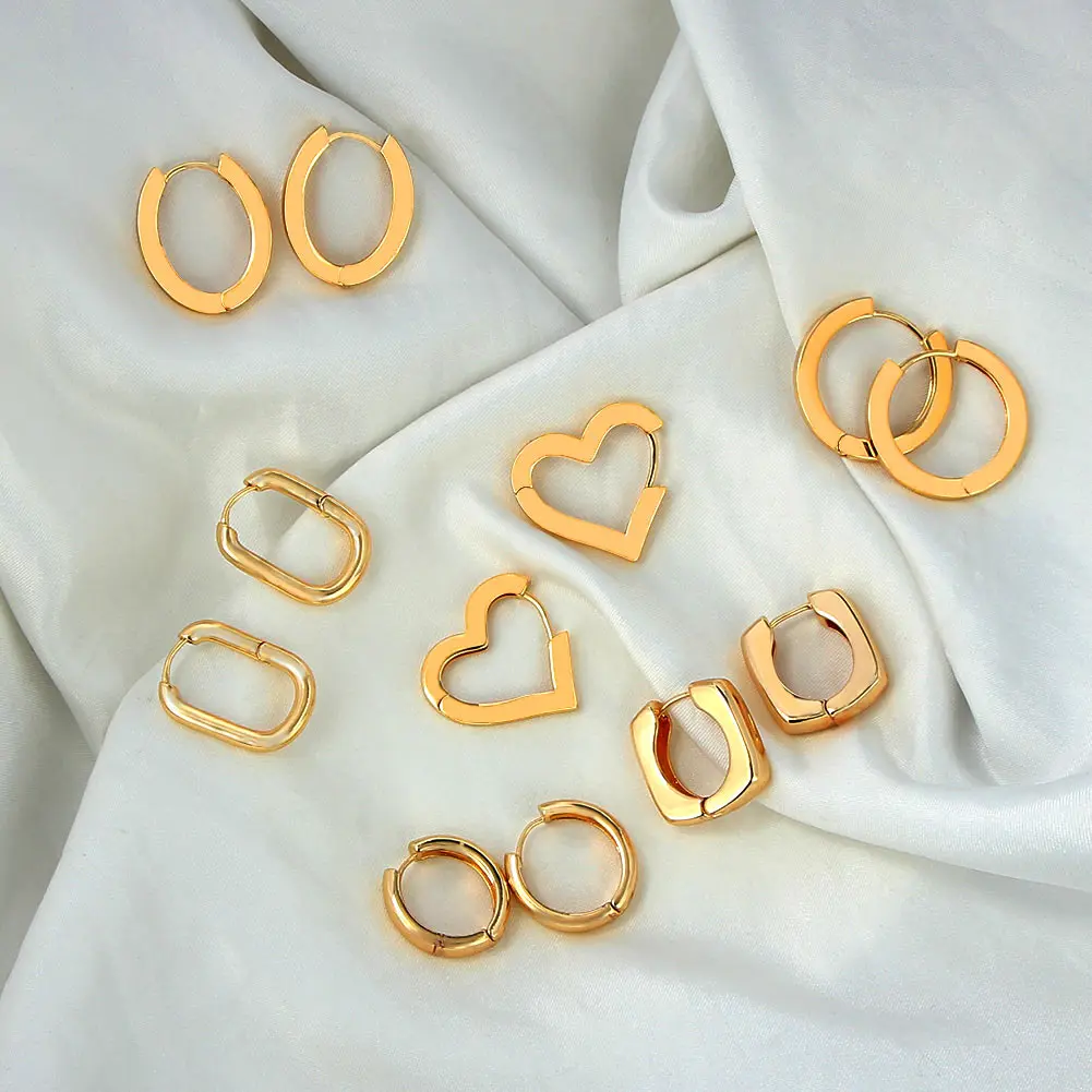 Caraquet Trendy New Punk Gold Color Brass Hoop Earrings Simple Small Circle Oval Heart Hoops Huggie Chunky Earrings Jewelry Gift
Caraquet Trendy New Punk Gold Color Brass Hoop Earrings Simple Small Circle Oval Heart Hoops Huggie Chunky Earrings Jewelry Gift