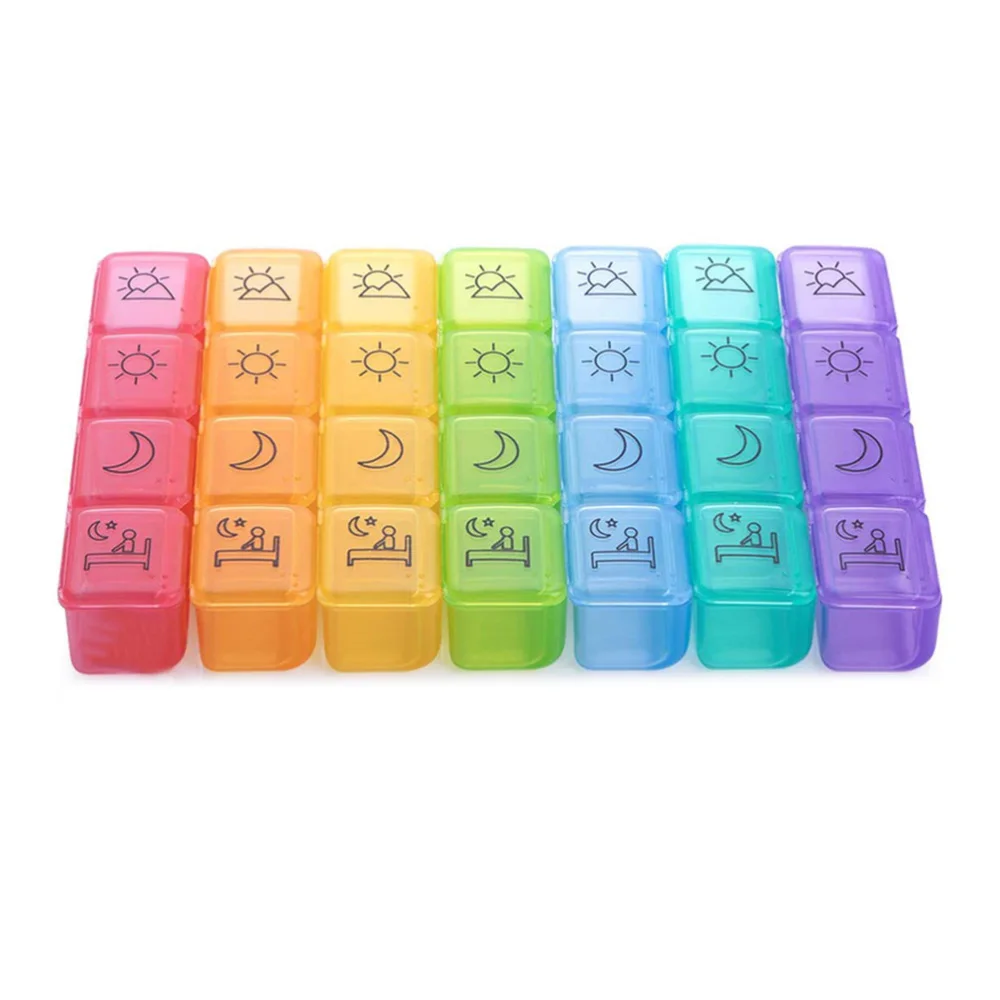 1 Set 28 Grids Pill Cases Weekly Pill Boxes Portable Medicine Boxes Pill Holders Medcial Supplies with Bag for Outdoor Travel Ho 
1 Set 28 Grids Pill Cases Weekly Pill Boxes Portable Medicine Boxes Pill Holders Medcial Supplies with Bag for Outdoor Travel Ho