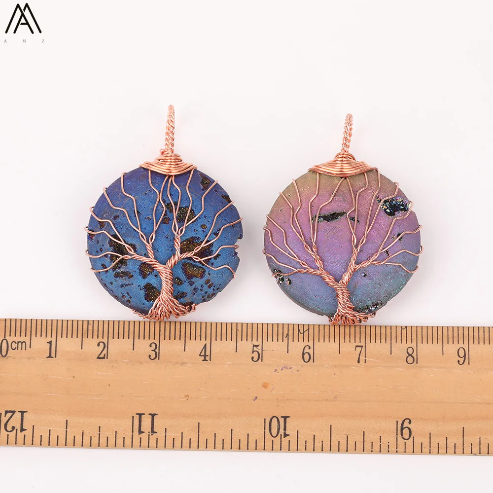 5pcs/Lot Round Natural Druzy Geode Agates Wire Wrapped Rose Gold Copper Tree Of Life Pendants Necklace Jewelry DSS-237AMAB
5pcs/Lot Round Natural Druzy Geode Agates Wire Wrapped Rose Gold Copper Tree Of Life Pendants Necklace Jewelry DSS-237AMAB