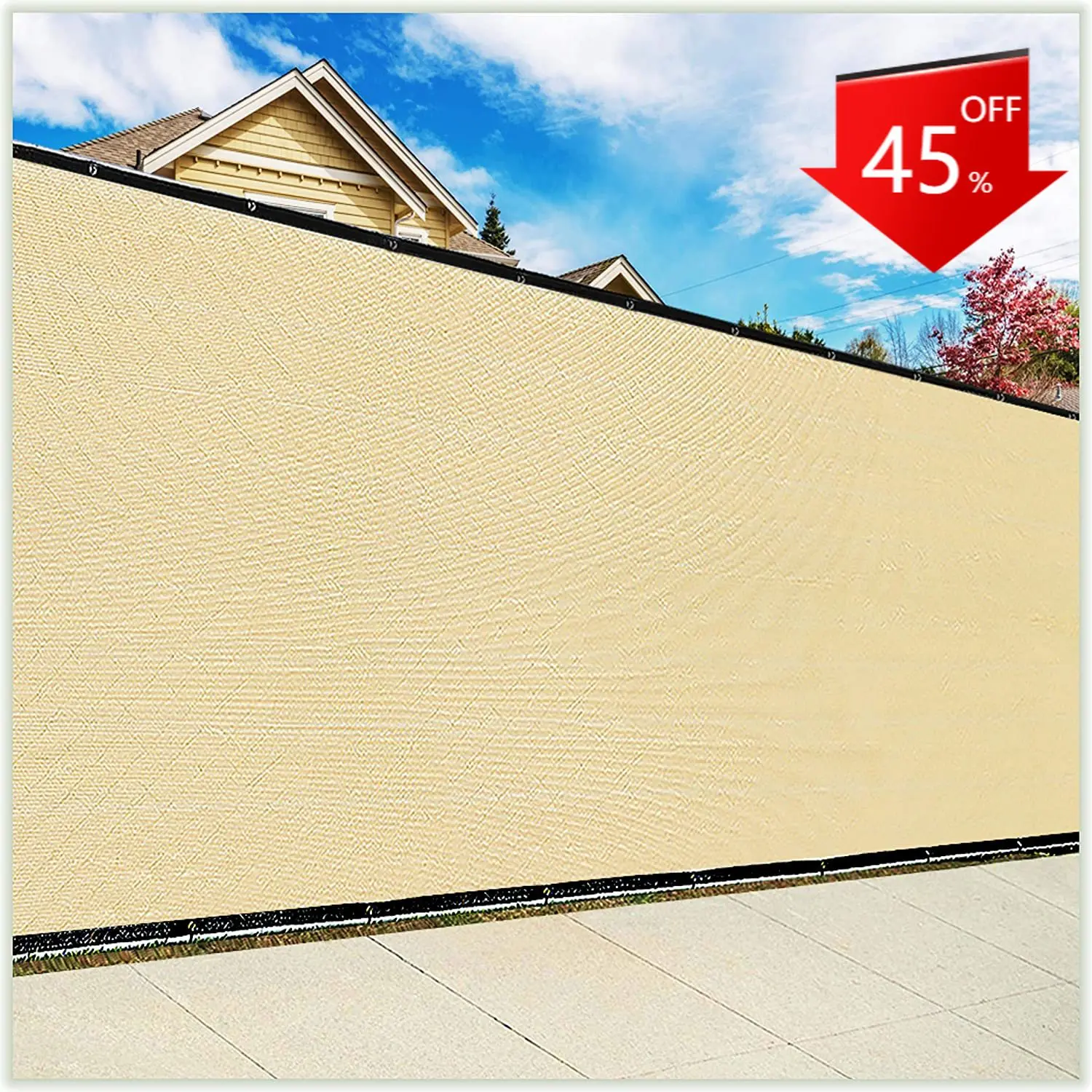 5' x 50' Beige Privacy Fence Screen Temporary Windscreen Park Tennis Court School Home 170 GSM Heavy Netting Fence Cover
5' x 50' Beige Privacy Fence Screen Temporary Windscreen Park Tennis Court School Home 170 GSM Heavy Netting Fence Cover
