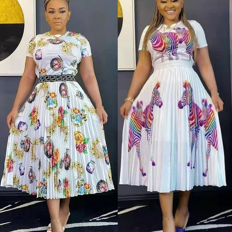 Ladies Long Skirt Suit White Casual Printing Short-sleeved T-shirt Top + Long Skirt Two-piece French New Ankara Sexy Skirt Suit
Ladies Long Skirt Suit White Casual Printing Short-sleeved T-shirt Top + Long Skirt Two-piece French New Ankara Sexy Skirt Suit