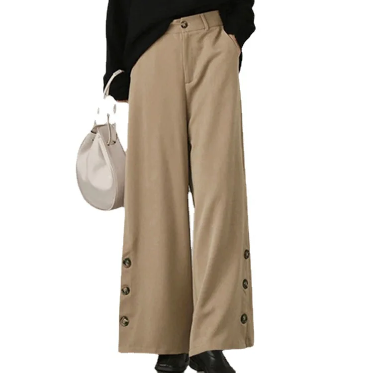 WEPBEL Women's Casual High Waist Loose Wide Leg Pants Autumn Winter Fashion Button Split Solid Color Trousers
WEPBEL Women's Casual High Waist Loose Wide Leg Pants Autumn Winter Fashion Button Split Solid Color Trousers