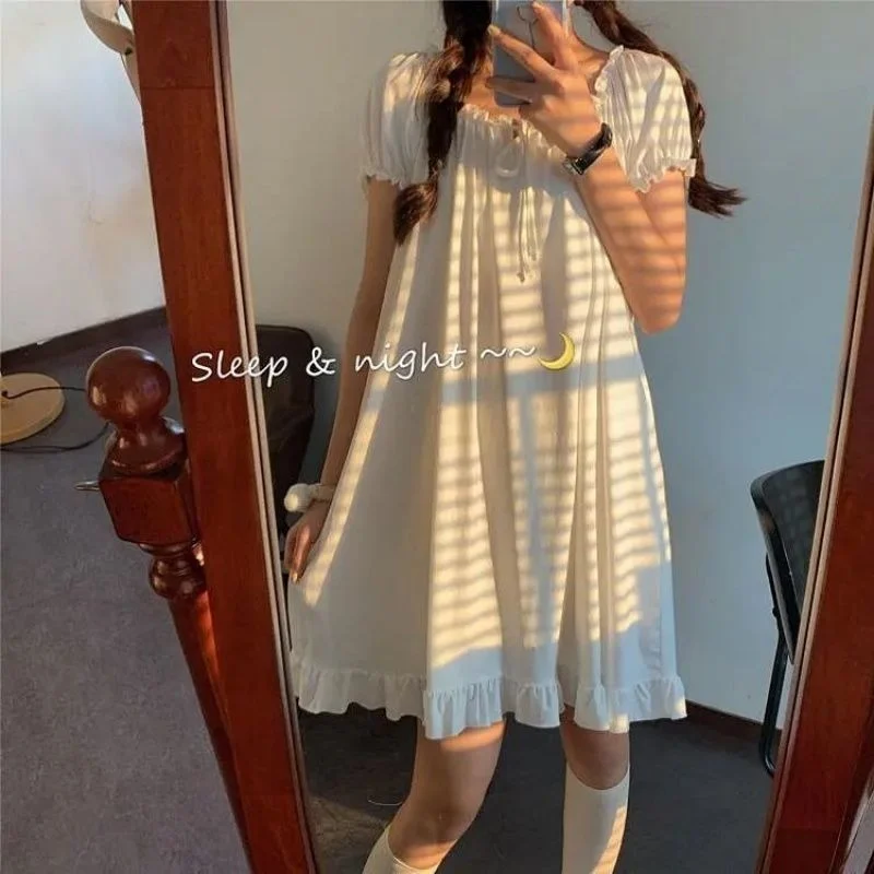 Korean Nightdress Women 2021 New Summer White Dress Vintage Princess Nightgown College Style Sweet Sleepwear Plus Size Home Suit
Korean Nightdress Women 2021 New Summer White Dress Vintage Princess Nightgown College Style Sweet Sleepwear Plus Size Home Suit