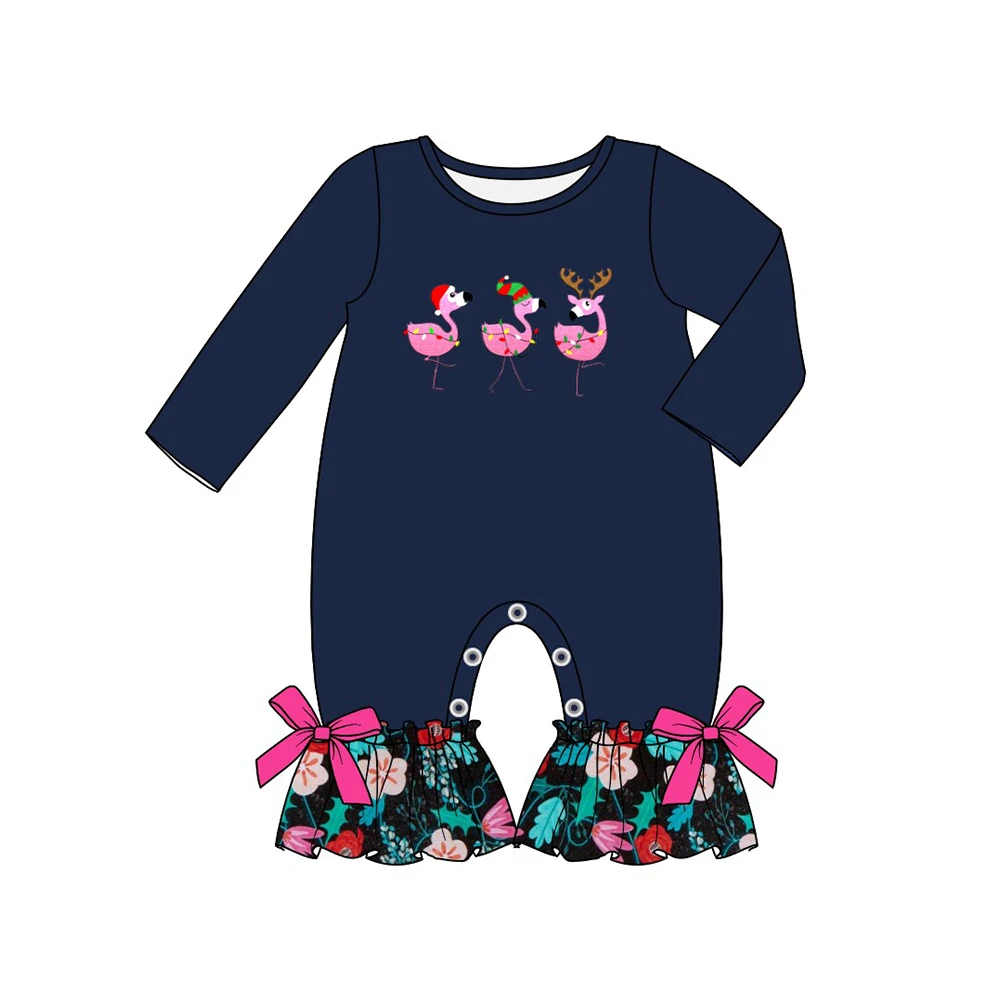 Autumn Girls Clothes Navy Blue Long Sleeve Christmas Three Plum Red Flamingo Embroidery Pattern Toddler Baby Rompers
Autumn Girls Clothes Navy Blue Long Sleeve Christmas Three Plum Red Flamingo Embroidery Pattern Toddler Baby Rompers