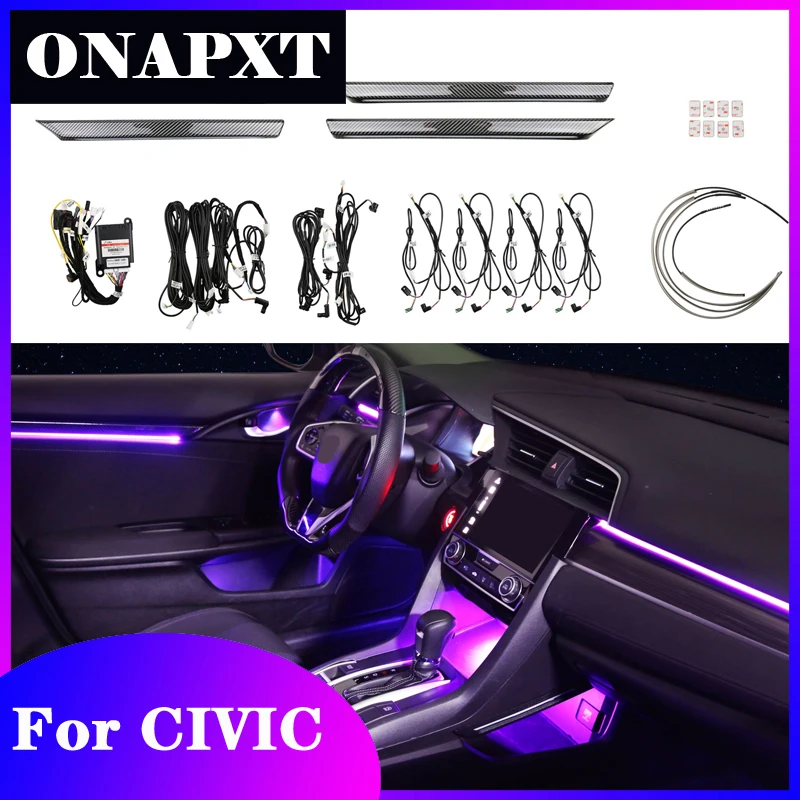Neon Ambient Light For 10th Honda CIVIC 2016-2019 Decorative Atmosphere Lamp illuminated Strip 64 Colors Button And APP Control
Neon Ambient Light For 10th Honda CIVIC 2016-2019 Decorative Atmosphere Lamp illuminated Strip 64 Colors Button And APP Control