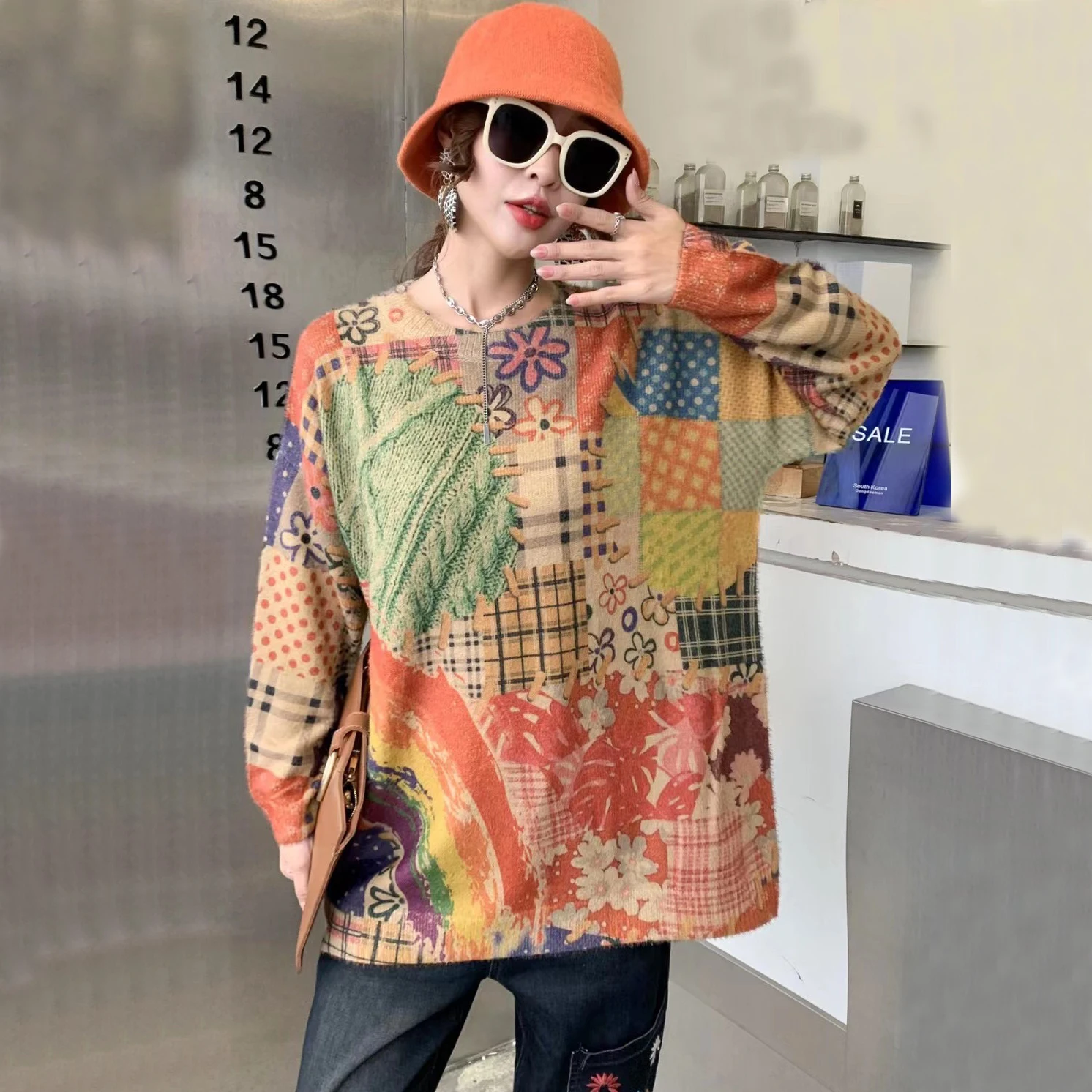 21104 Winter New Fashion Pullover Sweater Vintage style Oversized Print Imitated Mink Wool Retro Female Warm All-match Sweater
21104 Winter New Fashion Pullover Sweater Vintage style Oversized Print Imitated Mink Wool Retro Female Warm All-match Sweater