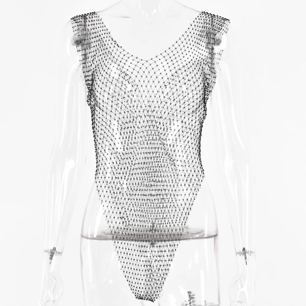 Diamons Stone Sexy Fishnet Hollow Out Women Beach Party Club Bodysuits 2021 Summer Sleeveless Active Transparent Rompers
Diamons Stone Sexy Fishnet Hollow Out Women Beach Party Club Bodysuits 2021 Summer Sleeveless Active Transparent Rompers