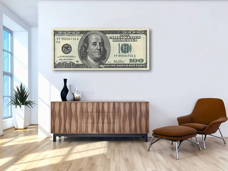 Классические холщовые и $100 наличные напечатанные стены для гостиной спальни