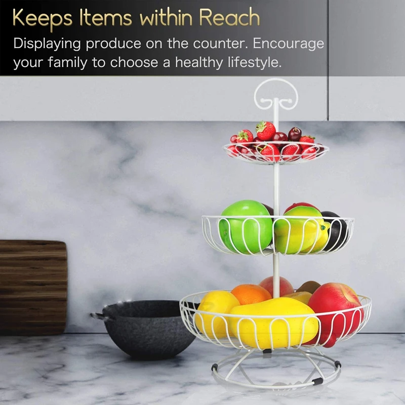 3-Tier Wire Fruit Basket Stand Modern Fruit Basket for Kitchen Countertop Fruit Basket Holder, Tiered Fruit Stand
3-Tier Wire Fruit Basket Stand Modern Fruit Basket for Kitchen Countertop Fruit Basket Holder, Tiered Fruit Stand