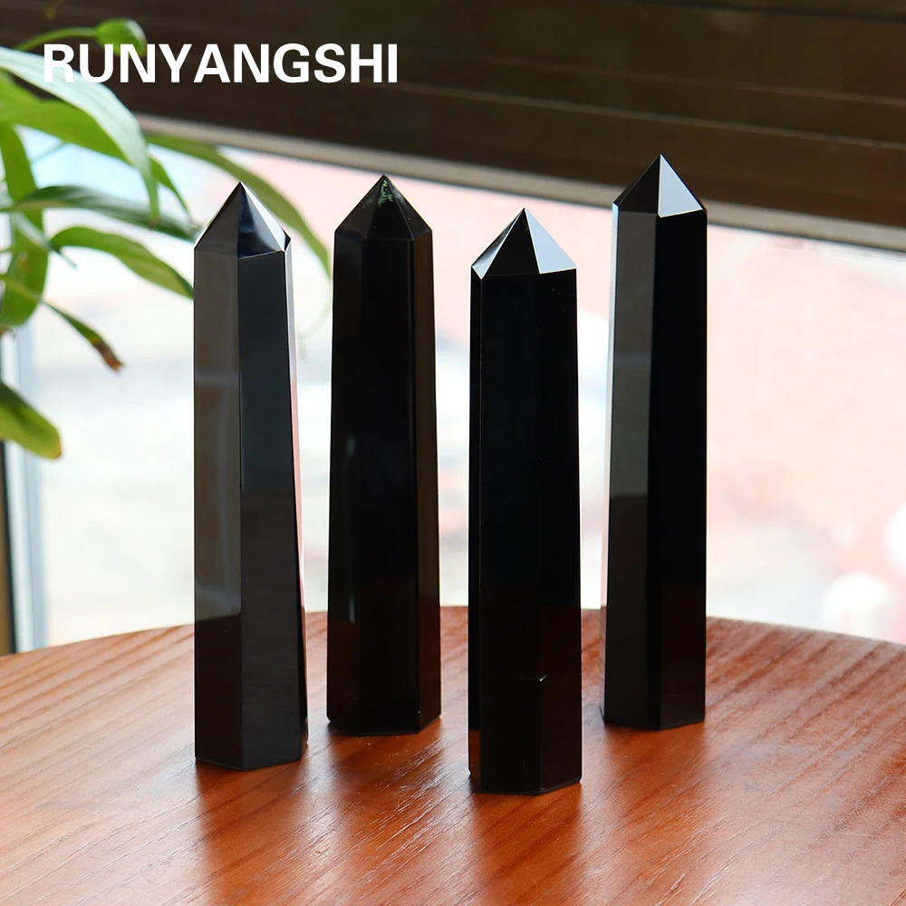 

1PC 19-20mm Natural Crystal Obsidian Column Crystal Point Quartz Mineral Stone Healing Obelisk Wand Home Decor DIY Gift