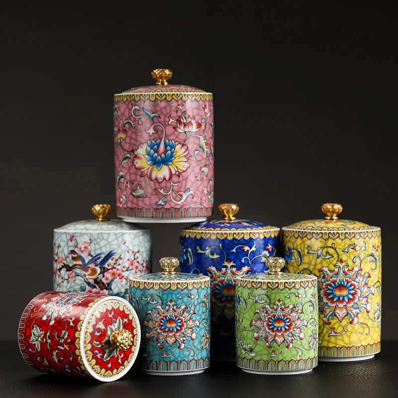 Color Enamel Sealed Tea Caddy Ceramic Tea Box Chinese Tea Storage Jar Kung Fu Tea Cans Food Container Home Decoration Ornaments
Color Enamel Sealed Tea Caddy Ceramic Tea Box Chinese Tea Storage Jar Kung Fu Tea Cans Food Container Home Decoration Ornaments
