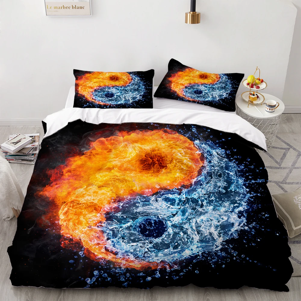 

2/3Pcs Tai Chi Duvet Cover Set 3D Print Yin and Yang Quilt Cover Girls Boys Bedspread Single Double Full Queen Size Bedding Set