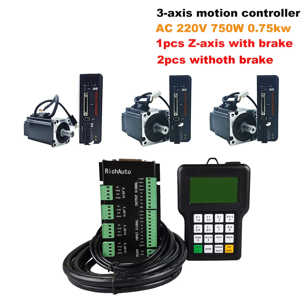 RichAuto DSP A11E CNC 3-axis motion remote controller + AC 220V 750W 0.75kw 2.39NM multi-turn magnetic servo motor + driver kit
RichAuto DSP A11E CNC 3-axis motion remote controller + AC 220V 750W 0.75kw 2.39NM multi-turn magnetic servo motor + driver kit