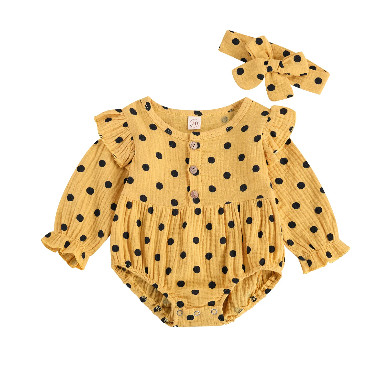 0-24M Newborn Baby Girls Boys Lovely Bodysuits Polka Dot Print Ruffles Long Sleeve Jumpsuits Headband
0-24M Newborn Baby Girls Boys Lovely Bodysuits Polka Dot Print Ruffles Long Sleeve Jumpsuits Headband