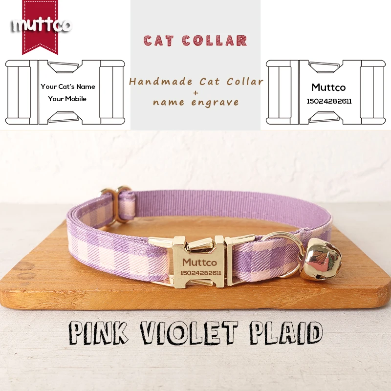 MUTTCO retailing engraved with platinum high quality metal buckle for cat PINK VIOLET PLAID design cat collar 2 sizes UCC101J
MUTTCO retailing engraved with platinum high quality metal buckle for cat PINK VIOLET PLAID design cat collar 2 sizes UCC101J