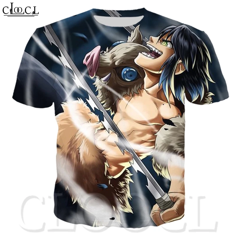 CLOOCL Kimetsu No Yaiba Hashibira Inosuke японское аниме футболка с коротким рукавом мужские 3D