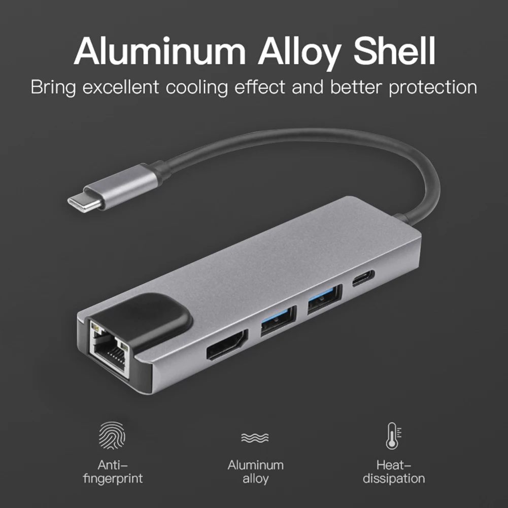Extension Converter Adapter Coupler Type C Docking Station 5 in 1 HUB Converter 4K HDMI-compatible 2 USB 3.0 LAN RJ45 Adapter
Extension Converter Adapter Coupler Type C Docking Station 5 in 1 HUB Converter 4K HDMI-compatible 2 USB 3.0 LAN RJ45 Adapter