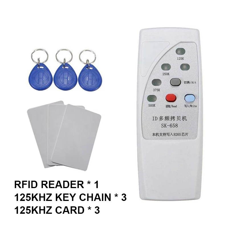 RFID Card Reader Access Control Handheld ID Duplicator Can Copy 125khz ID Reader 3pcs ID Card + 3pcs ID Keychain Suit
RFID Card Reader Access Control Handheld ID Duplicator Can Copy 125khz ID Reader 3pcs ID Card + 3pcs ID Keychain Suit