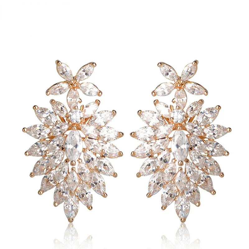 Blucome New Delicate Zirconia Earrings Bridal Wedding Earings Brand Max Brincos Womans Fashion Rhinestone Brinco Ouro Ears
Blucome New Delicate Zirconia Earrings Bridal Wedding Earings Brand Max Brincos Womans Fashion Rhinestone Brinco Ouro Ears