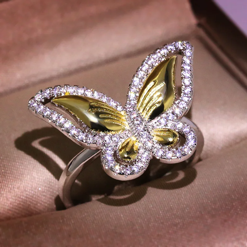NEW Gold Bicolor Butterfly Shiny Women's Dating Ring Silver Plate Wedding Party Prom Friends Holiday Gifts Popular Jewellery
NEW Gold Bicolor Butterfly Shiny Women's Dating Ring Silver Plate Wedding Party Prom Friends Holiday Gifts Popular Jewellery