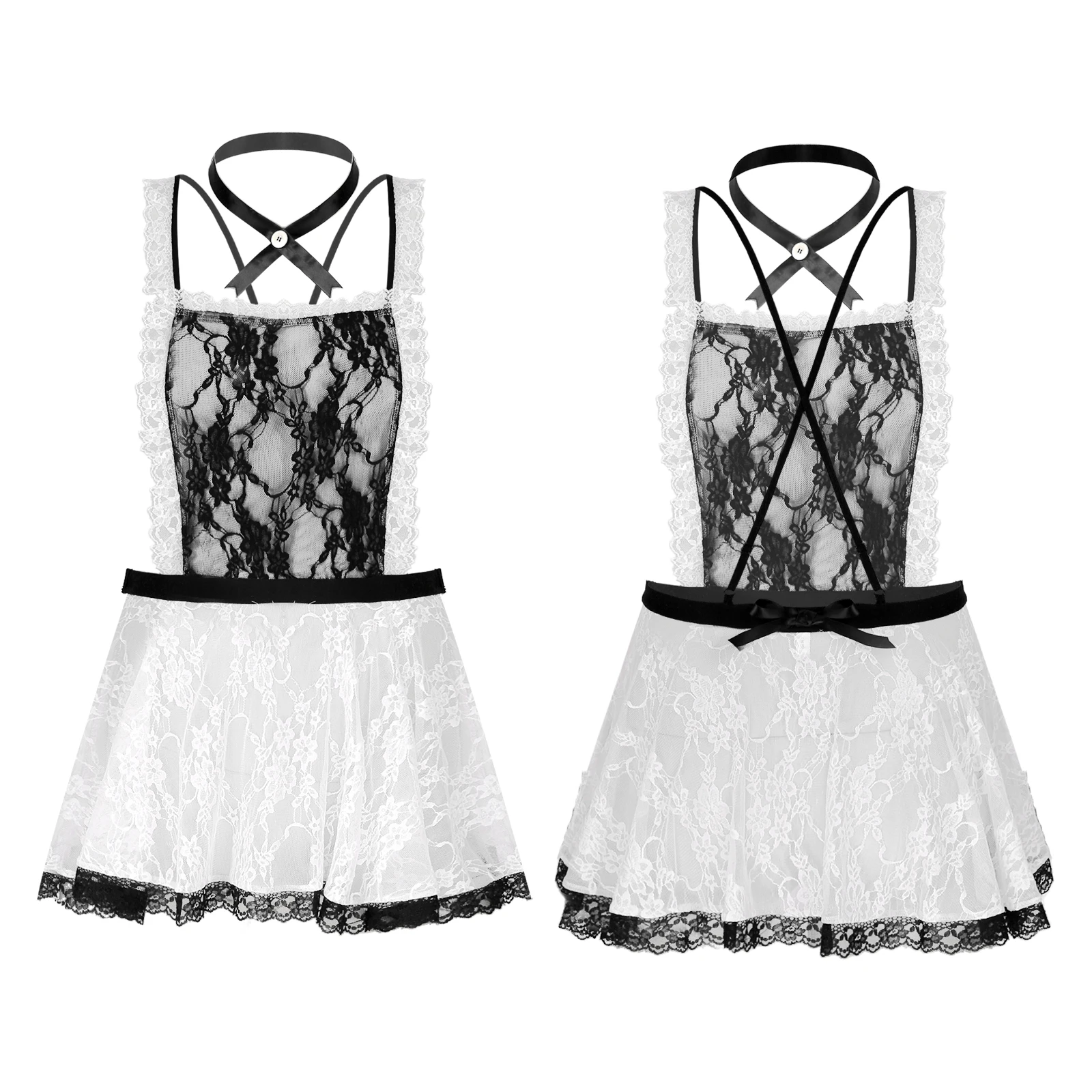Men 1Pcs Sissy Maid Cosplay Lace Printed 2XL Apron Dress See-through Neckwear Crisscross Spaghetti Strap Outfit Lingerie Costume
Men 1Pcs Sissy Maid Cosplay Lace Printed 2XL Apron Dress See-through Neckwear Crisscross Spaghetti Strap Outfit Lingerie Costume