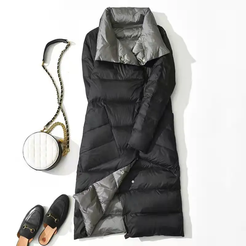 Winter Female Wear White Duck Down Light Down On Both Sides Women's Korean Version Lengthened Slim Stand Collar Cold Proof Coat
Winter Female Wear White Duck Down Light Down On Both Sides Women's Korean Version Lengthened Slim Stand Collar Cold Proof Coat
